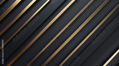 Luxury black metal background with golden lines. 3d illustration, Abstract luxury geometric overlay black and gold