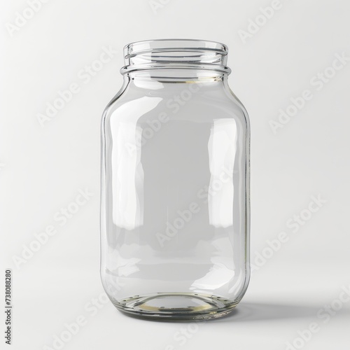 transparent empty jar on white background photo