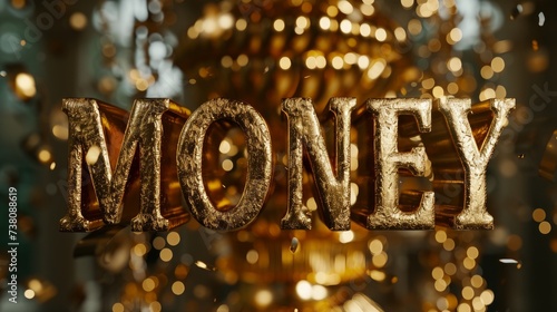 MONEY 3d font made of golden metal