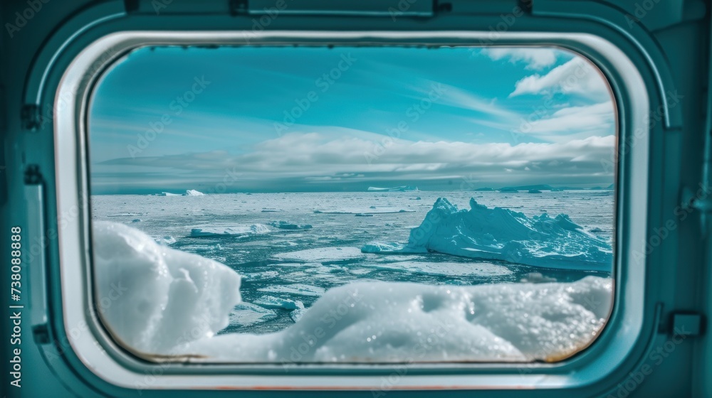 Fototapeta premium ice view from the window of ship