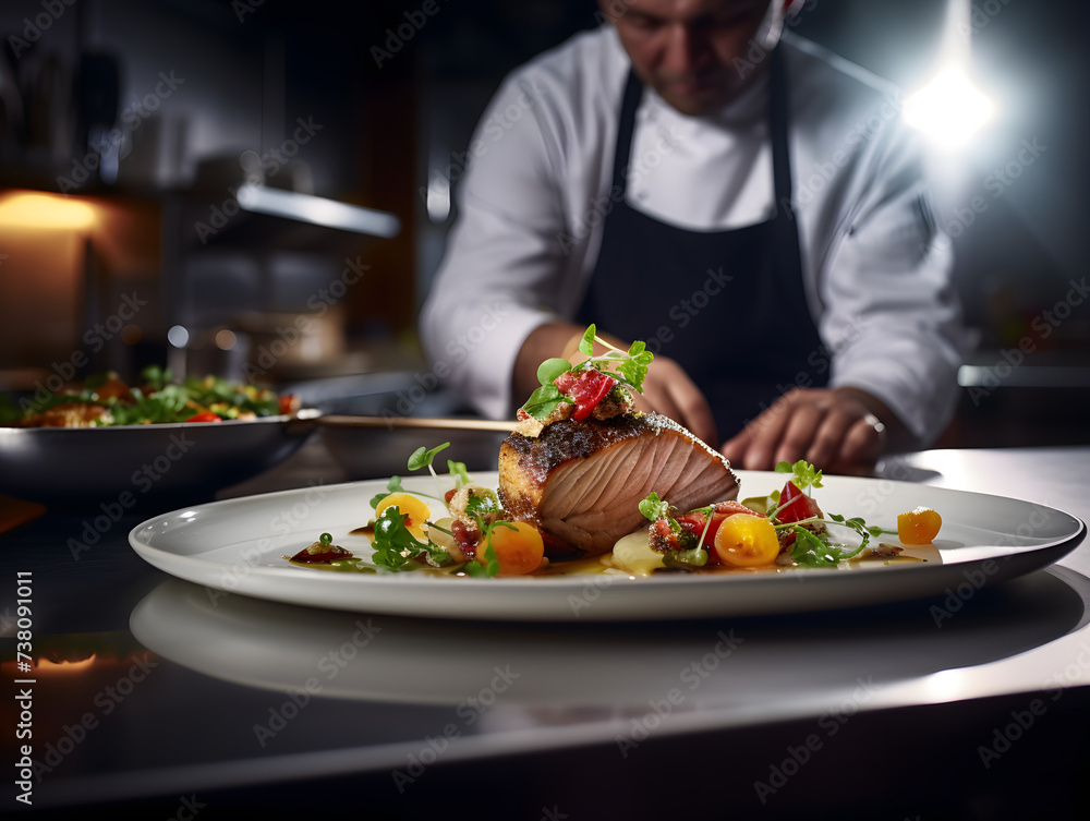 Chef's Precision in Modern Kitchen. Chef's Precision in Modern Kitchen.