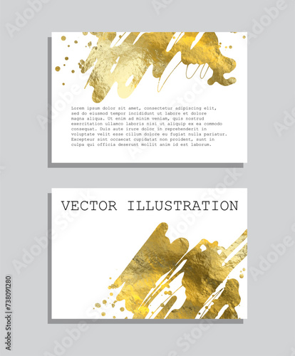 Gold foil abstract grunge banner. Texture, gold foil effect background vector illustration.