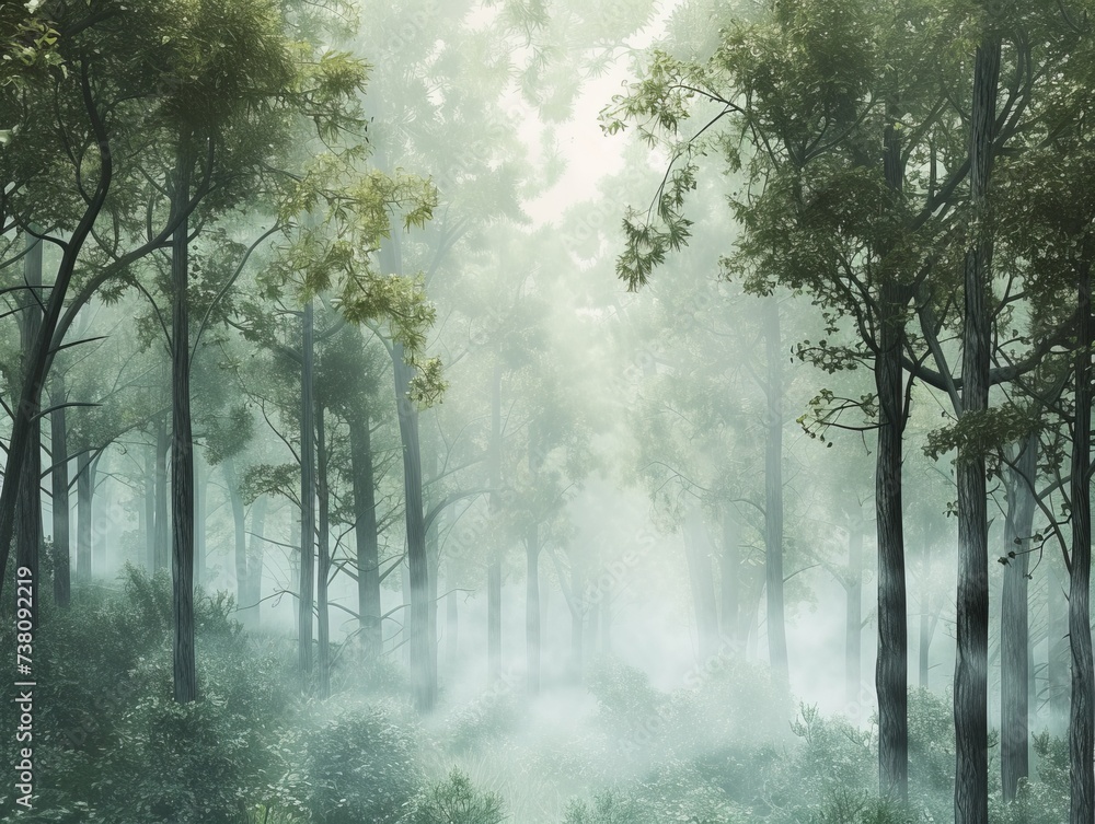 the serene beauty of a misty forest the serene beauty of a misty forest