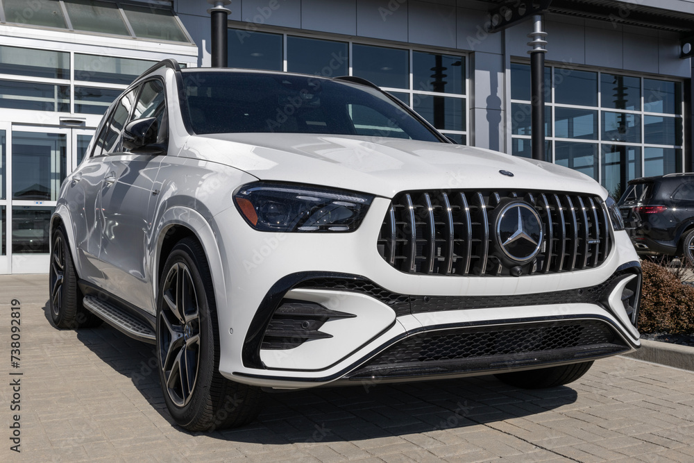 Mercedes-Benz AMG GLE 53 SUV display at a dealership. Mercedes offers ...