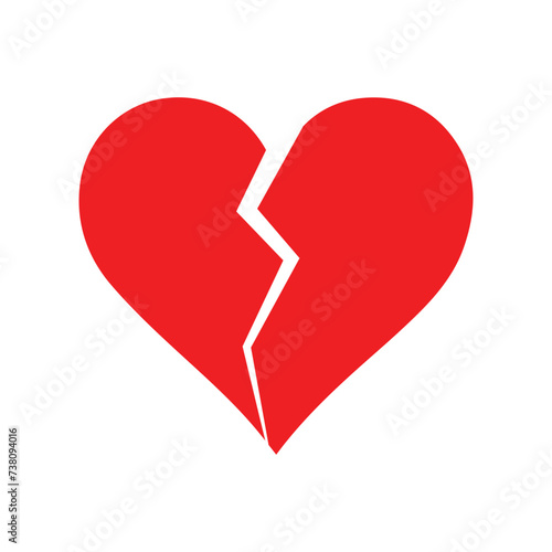 Broken heart icon. Isolated vector design.