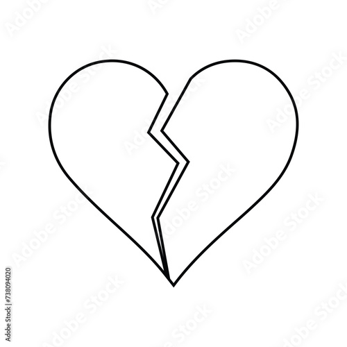 Broken heart icon. Isolated vector design.