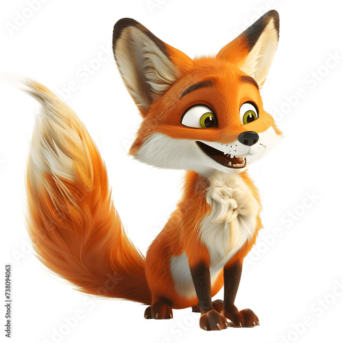 Feel the joy as the cheerful fox smiles brightly with a wagging tail.