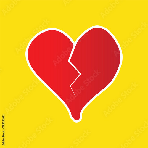 Red broken heart icon vector design.
