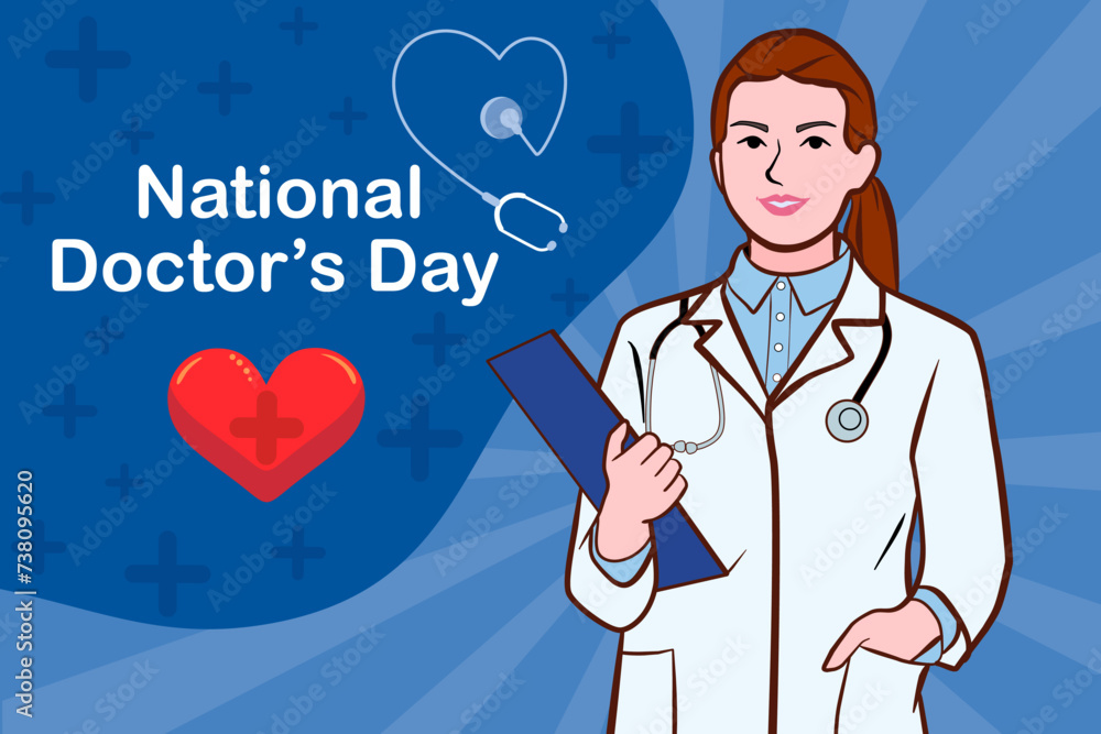Vector banner of National Doctors Day. International holiday, congratulations. Vector banner of National Doctors Day. International holiday, congratulations.