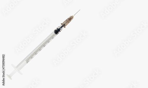 Insulin syringe. on a light background.