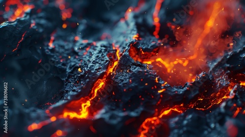 Burning coals, close-up. Abstract background of fire.