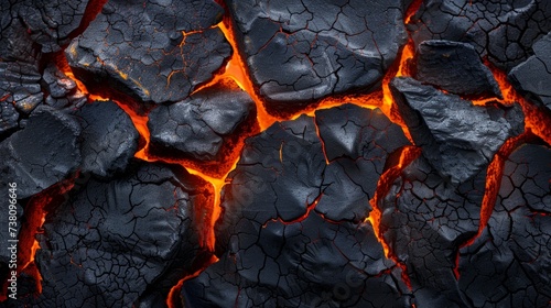 Volcanic black lava texture. Abstract background. Top view.