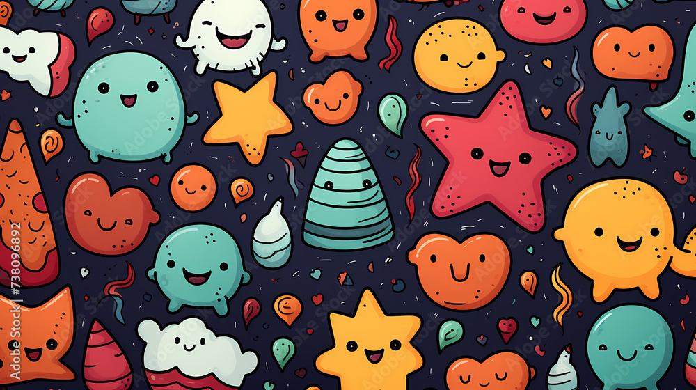 Cute planet star seamless pattern template Cute planet star seamless pattern template
