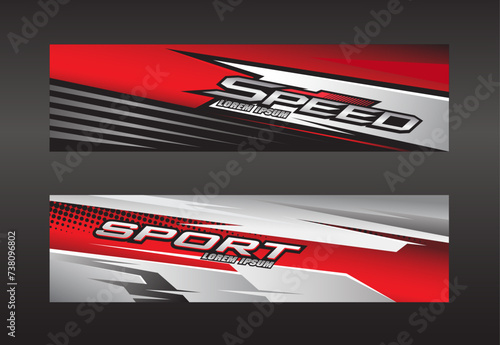 Vehicle graphics stripe kits for car hood. Graphic abstract stripe racing designs vector