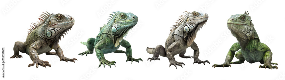3D Rendering Pack of a Green iguana on Transparent Background - Ai Generated