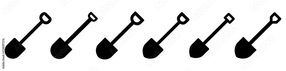 Shovel icons set. Shovel symbol. Black icon of shovel isolated on white Shovel icons set. Shovel symbol. Black icon of shovel isolated on white