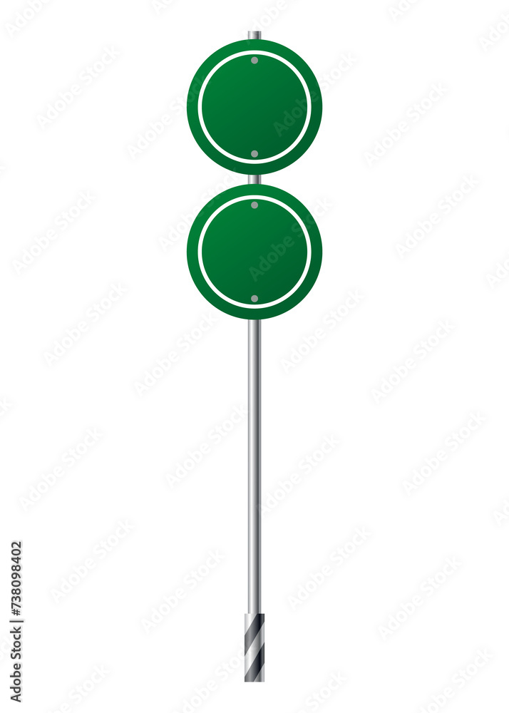 Green traffic sign. Road board text panel, mockup signage, direction highway city signpost location street way. Isolated information sign. Blank board with place for text. illustration