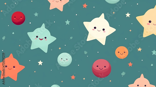 Cute planet star seamless pattern template