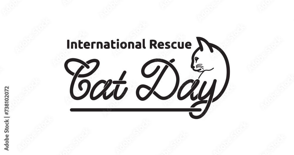 International Rescue Cat Day Handwritten inscription calligraphy ...