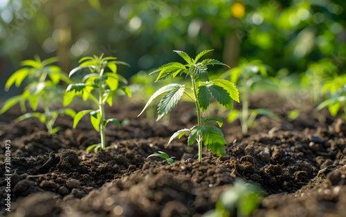 Cannabisplantage mit neuen Cannabis-Pflanzen