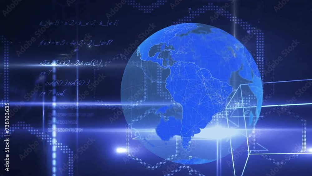 Animation of connections and data processing over globe Animation of connections and data processing over globe