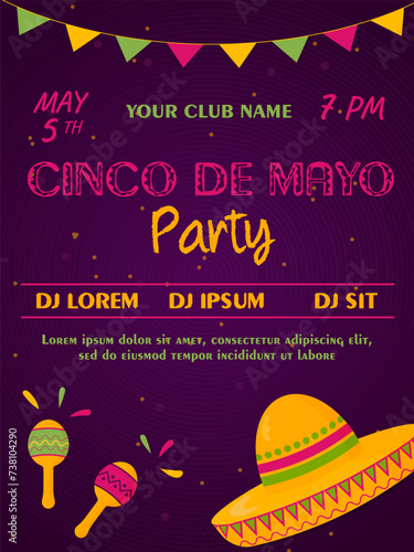 poster for a party for the mexican holiday cinco de mayo
