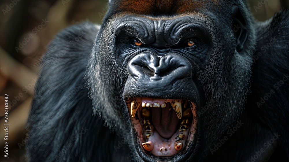 Closeup portrait of angry silverback gorilla Closeup portrait of angry silverback gorilla