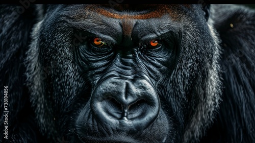Closeup portrait of angry silverback gorilla