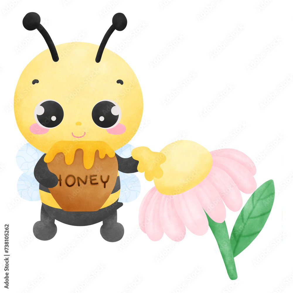 A bee carries a bottle of honey. A bee carries a bottle of honey.