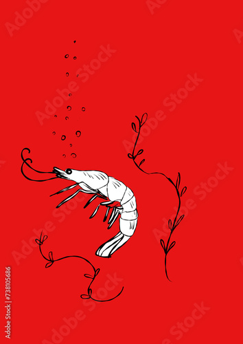 Canvas-taulu Prawn illustration