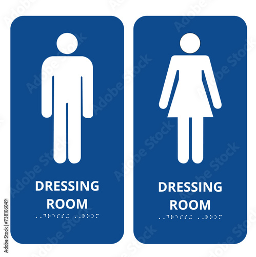 Banners de vestidor azul con sistema braille sobre fondo blanco. Vector