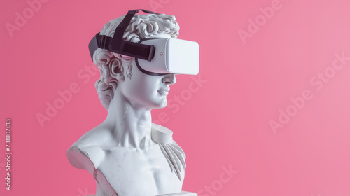 Classical Bust with VR Headset on Pink