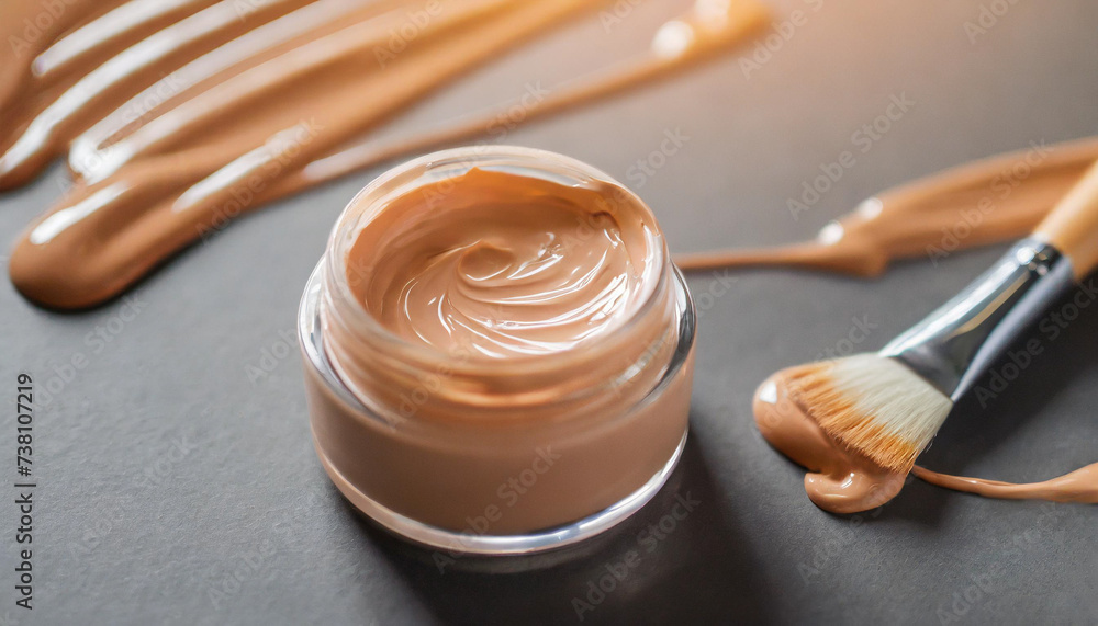 Smooth cosmetic concealer cream on flat surface, minimalist backdrop Smooth cosmetic concealer cream on flat surface, minimalist backdrop