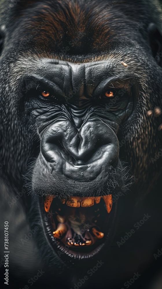 Vertical portrait of angry silverback gorilla Vertical portrait of angry silverback gorilla