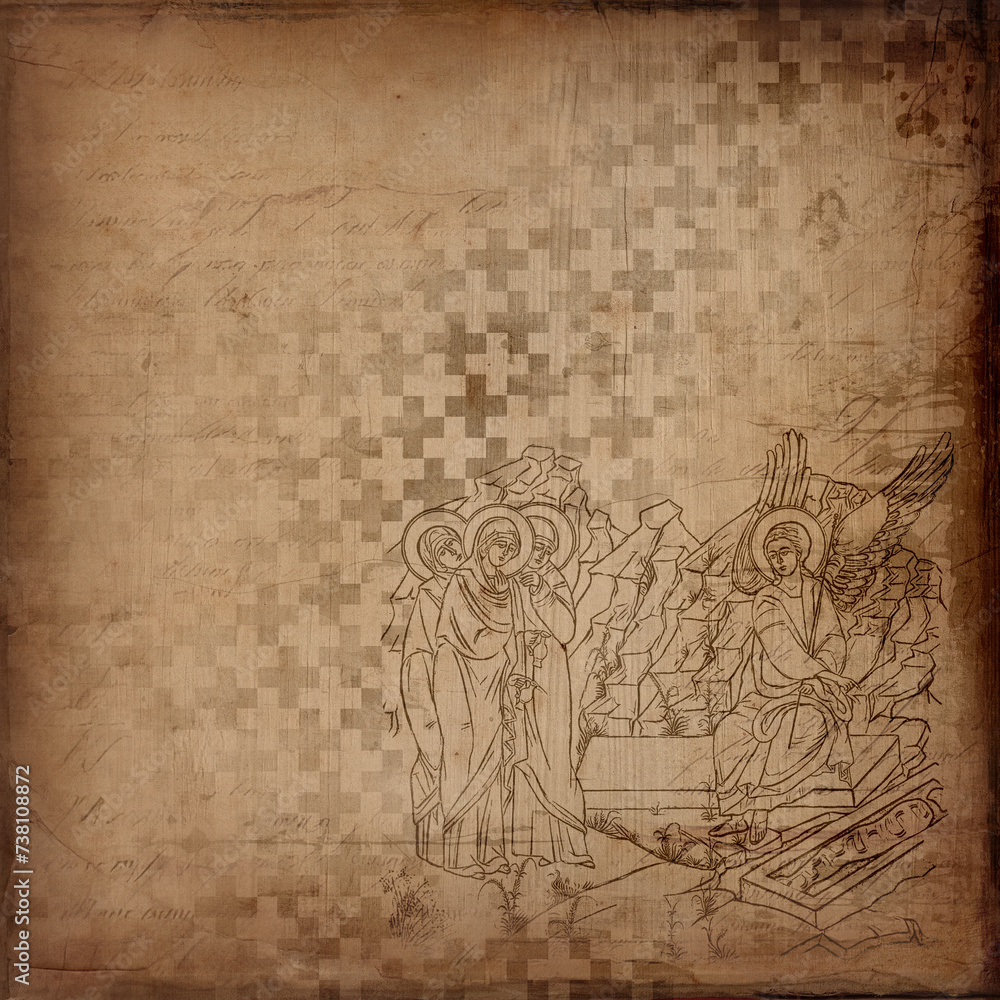 Obraz premium Orthodox religious aged background. Scrapbooking vintage paper in Byzantine style