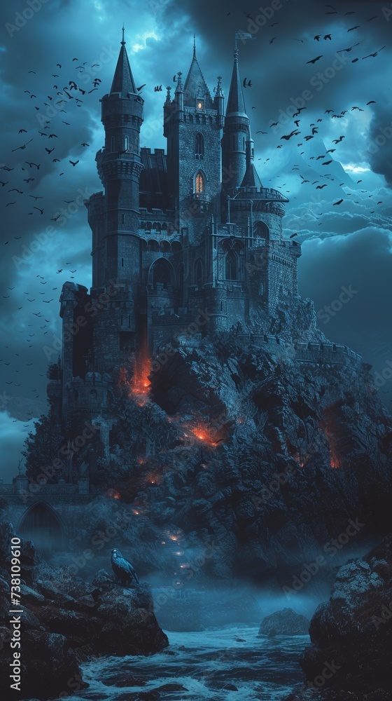 Mythic castle on the mountain top Mythic castle on the mountain top