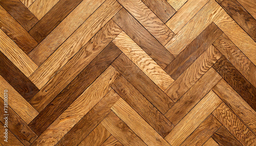 Closeup of a perfect herringbone wooden parquet. Texture and background  top view. Generative Ai.