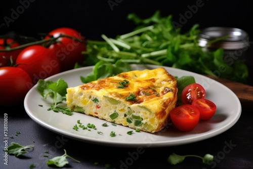 piece of frittata with herb.omelet .breakfast