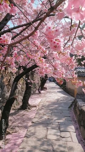 Cherry blossom season in full bloom at Kyotos Philosophers Path photo
