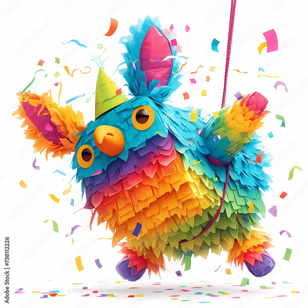 Vibrant Piñata Celebrating Festivity and Joy with Colorful Confetti