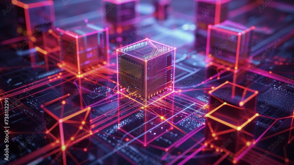 Create an image of a quantum computer shielding a network from cyberattacks Create an image of a quantum computer shielding a network from cyberattacks