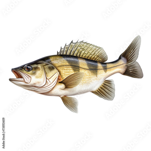 Real bass fish isolated on transparent or white background