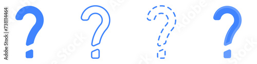 Question mark vector icon set. Blue question vector. The icon of incomprehension is a symbol of ignorance. Puzzle vector icon. photo