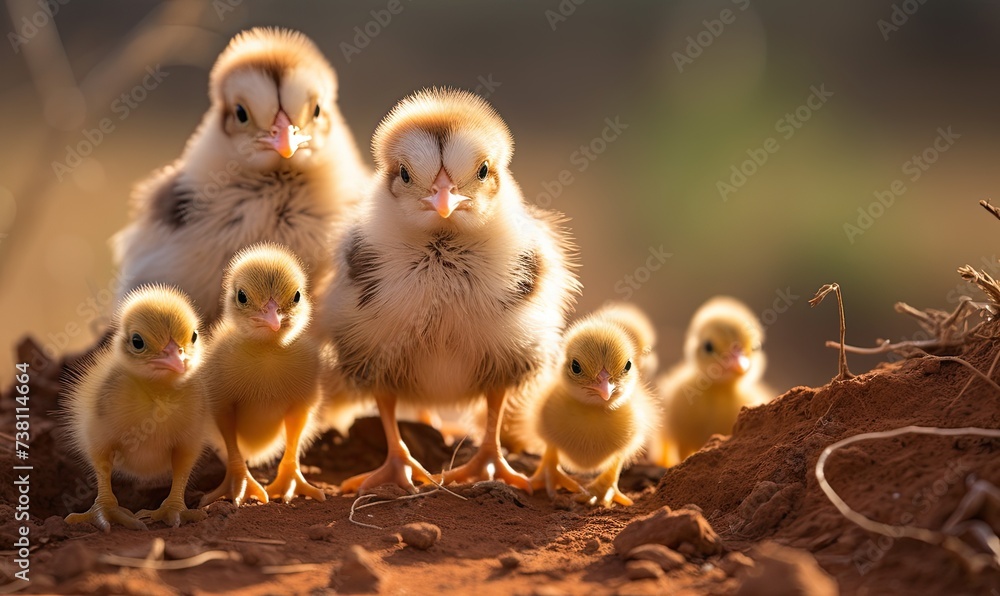 A Group of Small Chickens Standing Together A Group of Small Chickens Standing Together
