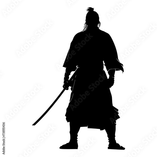 Silhouette samurai black color only full body