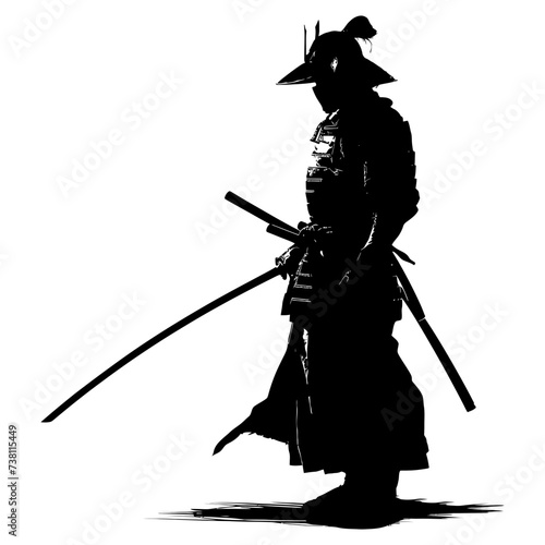 Silhouette samurai black color only full body