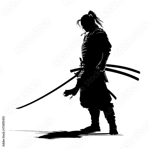 Silhouette samurai black color only full body