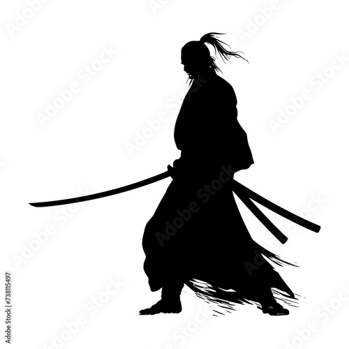 Silhouette samurai black color only full body