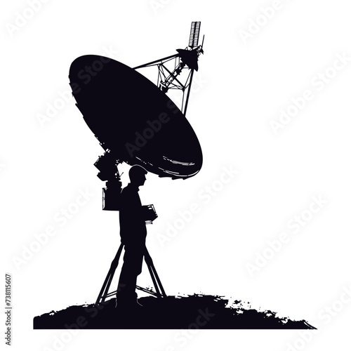 Silhouette Satellite Communication in space black color only