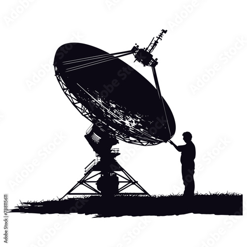 Silhouette Satellite Communication in space black color only